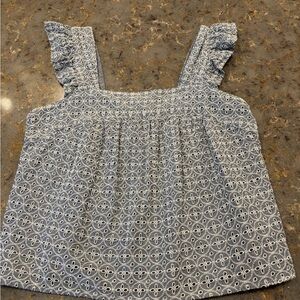 Blue Eyelet Sleeveless Top